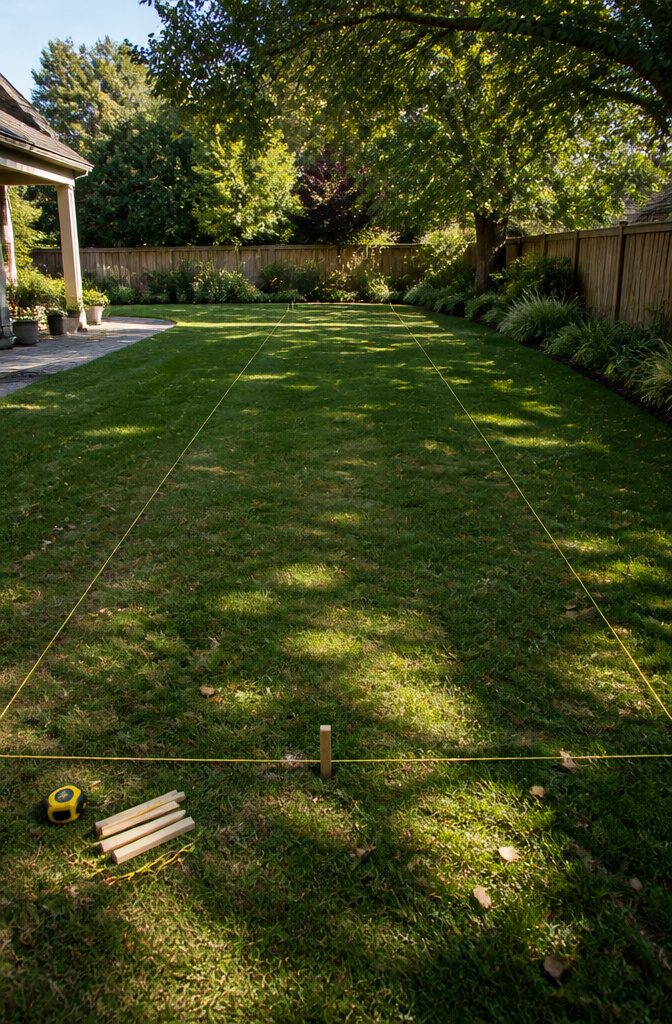 A backyard bocce ball court layout illustration.