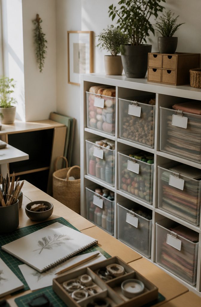Clip-on label holders attached to drawers for organization.