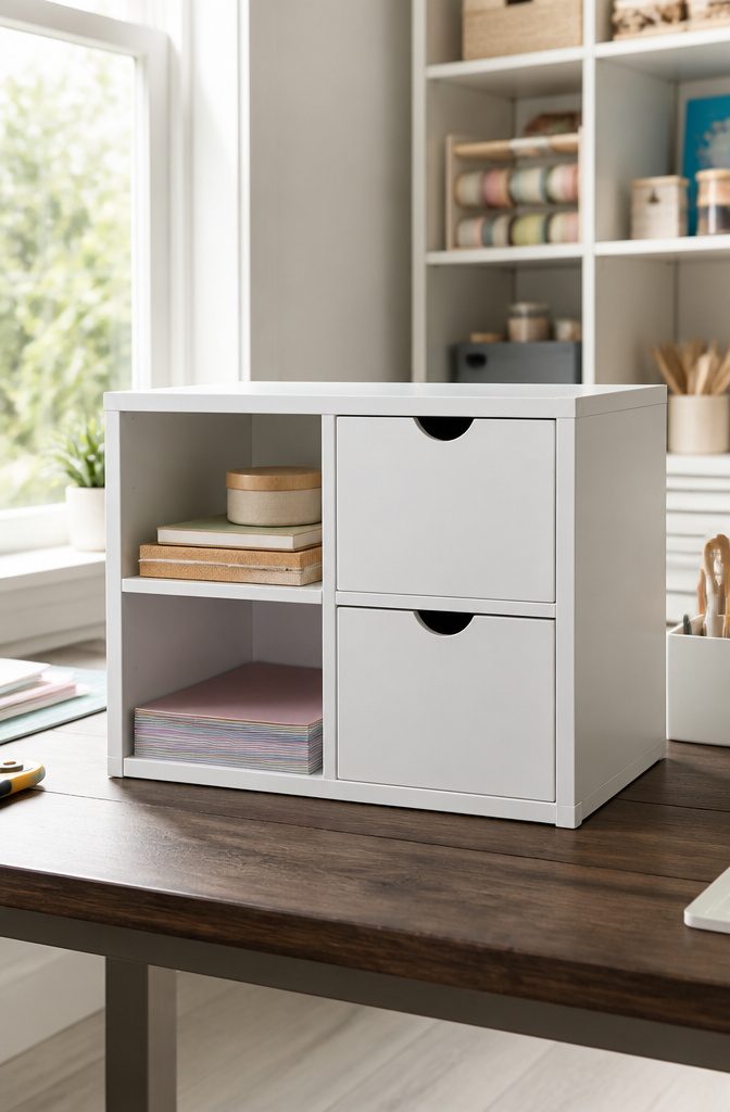 A 14-inch storage cube with multiple interior configurations.