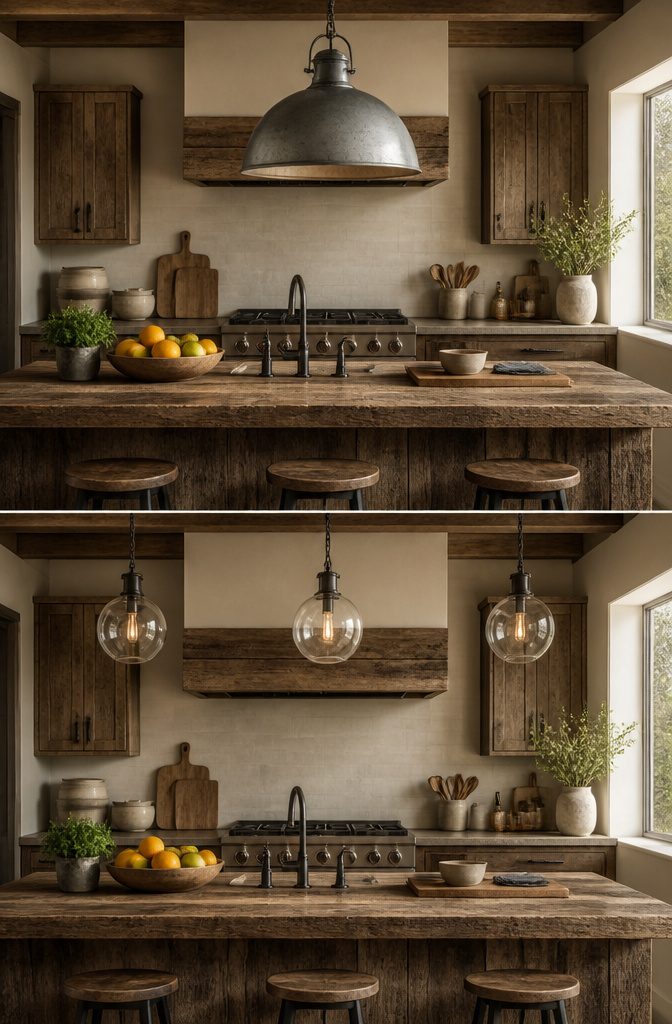 Galvanized metal pendant light showcasing a rustic design.